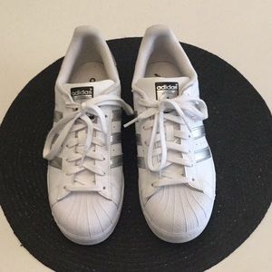 Adidas Superstar White/Silver Metallic Shoes